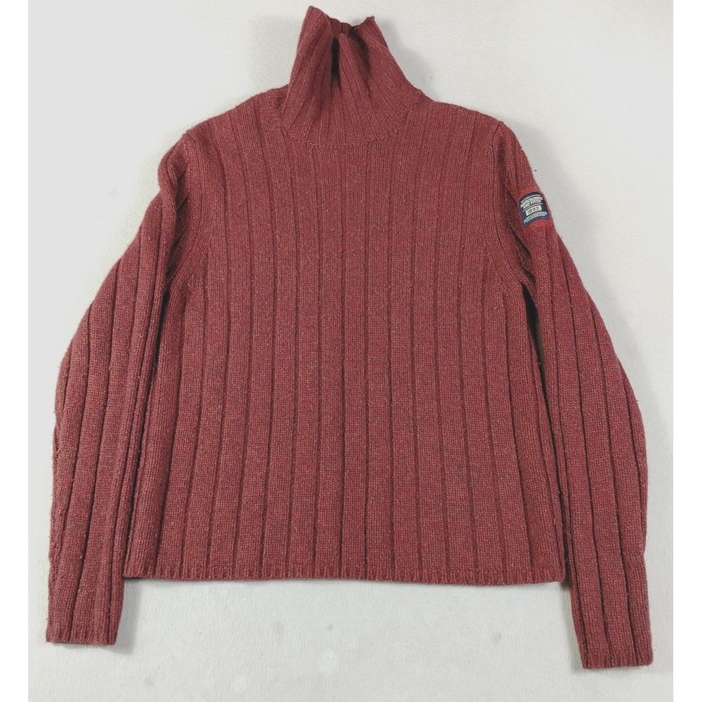 Abercrombie & Fitch Sweater Mens XL Red Turtleneck Ribbed Lambs Wool Cabincore